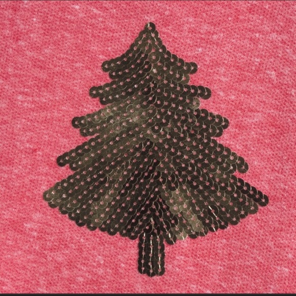 Womens Plus Size Light Red Gold Sequin Trees Long Sleeve Holiday Sweatshirt New - Picture 5 of 6